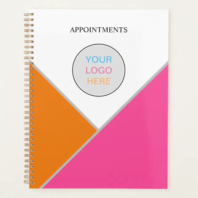 Add Your Logo Pink Gray Orange Appointment Book Planner