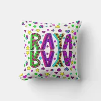 Girl's Name Raya with Stars and Hearts Throw Pillow