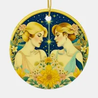 Horoscope Sign Gemini Twins Ethereal Art Ceramic Ornament