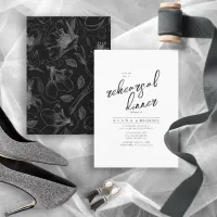Love Calligraphy Rehearsal Dinner Floral B&W ID940