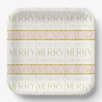 Pink Gold Christmas Pattern#35 ID1009 Paper Plates