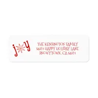 Christmas Joy Watercolor Snowflake Holiday Label