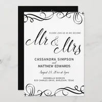 Elegant All in One Wedding Invitations | Black