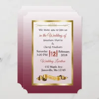 Burgundy and Gold  Gradient Wedding Invitations