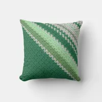 Pillow - Crochet in green Stripes (diagonal)