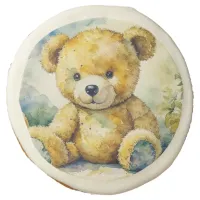 Watercolor Illustration Teddy Bear Baby Shower Sugar Cookie