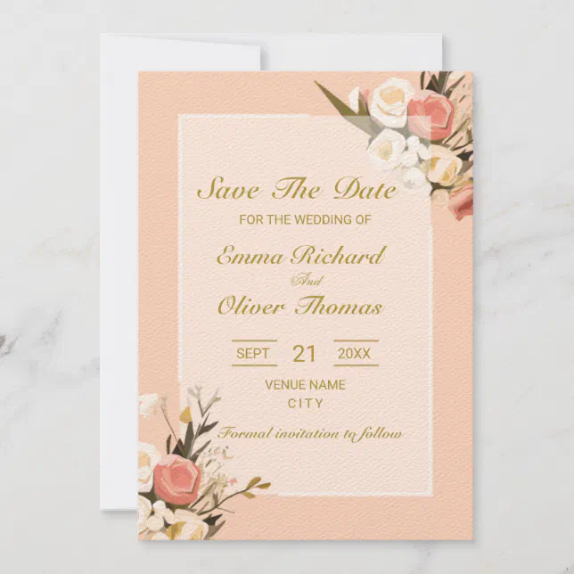 Geometric Flower Bouquet Save The Date Card