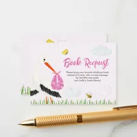 Rustic Stork with Bee & Butterfly Girl Baby Shower Enclosure Card