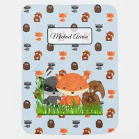 Woodland Animals Personalized Baby Boy Blanket