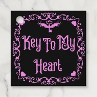 Goth Valentine Key To My Heart Pink  Favor Tags