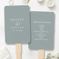 Dusty Sage Minimalist Wedding Program Hand Fan