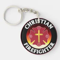 Christian Firefighter Red St Florian Cross INRI Keychain