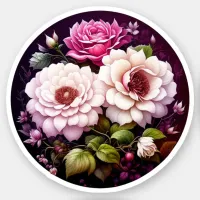 Pink Roses Floral  Sticker