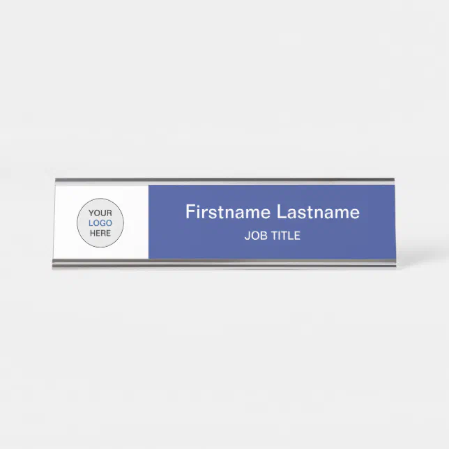 Blue Your Logo Modern Desk Name Plate