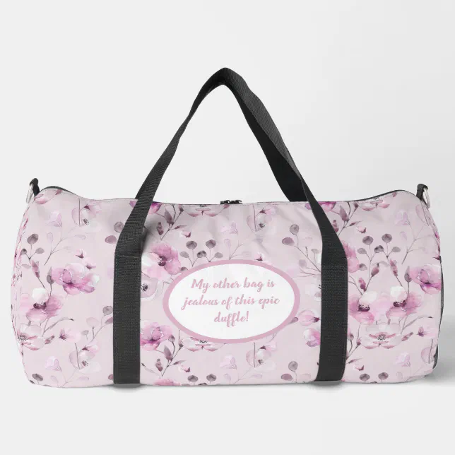 Vintage Purple Flower Pattern Duffle Bag