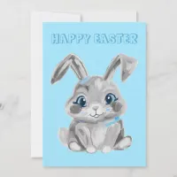 Gray Easter Bunny Preschool Teacher Blue Easter Holiday Card