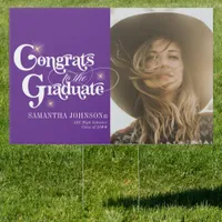 Congrats Graduate Royal Purple Graduation Photo Sign