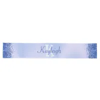 Simple Blue Brushed Metal and Glitter Monogram | Long Table Runner