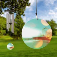 Santa Monica Pier Green Orange Sparkles Edit Wind Chime