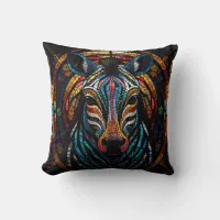 Vibrant Mosaic Zebra Throw Pillow