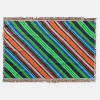 Thin Colorful Diagonal Stripes - 1 Throw Blanket