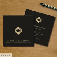 Simple Elegant Black and Gold Logo Square Business Card