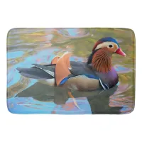 Beautiful Mandarin Duck in the Pond Bath Mat