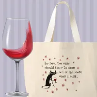 Wine Should Know Funny Quote with Black Cat Large Tote Bag