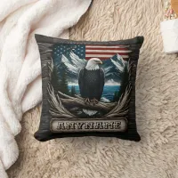 Bald Eagle on Branch in Scenic Landscape Throw Pillow