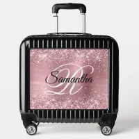 Glittery Light Pink Foil Fancy Monogram Luggage