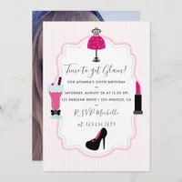 Glam Fashion Diva Birthday Party Photo Invitation