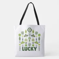 Lucky Shamrock Clover Minimal Modern Pattern White Tote Bag