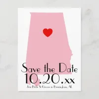 Custom Color Alabama Save the Date Announcement Postcard