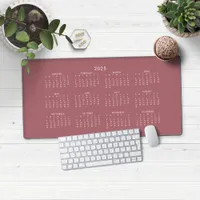 2025 Modern Rose Gold Pink Calendar Desk Mat