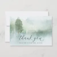 Watercolor Lake Trees Mountains Bridal Shower Thank You Card