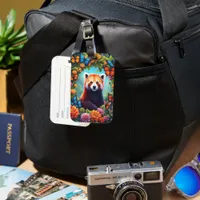 Red Panda Among Flowers Luggage Tag