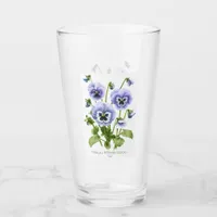 Purple Pansies Floral Botanical Art Glass