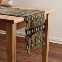 Caribbean Tribal Mudcloth: Black, Gold Long Table Runner