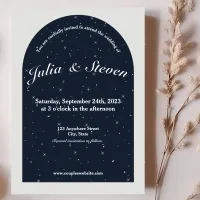 Celestial Night Sky Navy Arch & Star Background Save The Date