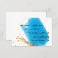 Blue and Gold Brushstrokes Square Business Card