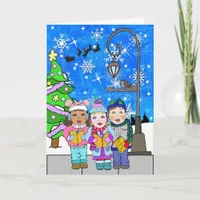 Merry Christmas Children Carolers Holiday Card