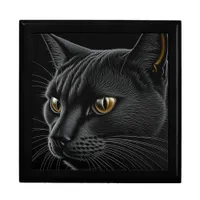 AI Black Cat with Yellow Eyes Gift Box