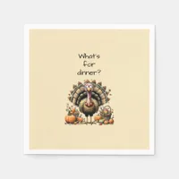 What's for dinner? Quirky Turkey Thanksgiving Napkins