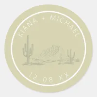 Desert Vibes Wedding Landscape Sage ID1019 Classic Round Sticker