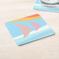 Abstract Sailing Boats Square Paper Coaster