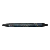 Modern Navy Blue Gold Agate Marble Business Pen