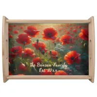 Pretty Red Poppy Field on a Summer Day  Serving Tray