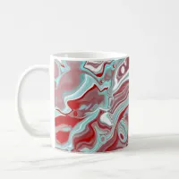 Teal, Burgundy, Red and White Marble Swirls  Coffee Mug