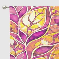 Magenta and Gold Abstract Leaves Pattern#21 ID1009 Sheer Curtains