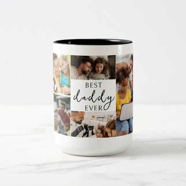 Best Daddy Ever | Father's Day 8 Photo Collage Two-Tone Coffee Mug